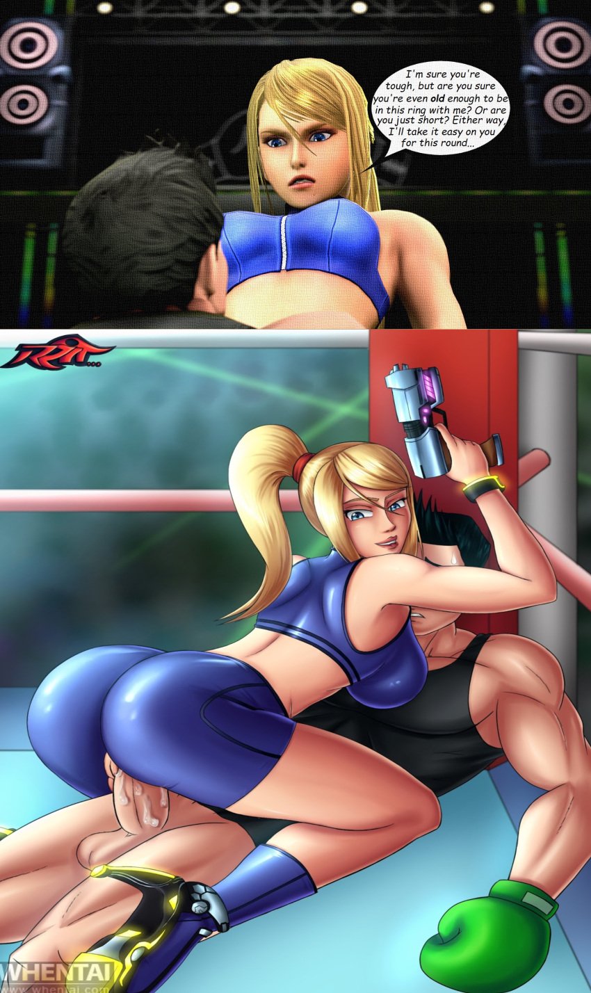 1boy 1girls arena ass big_breasts big_penis biting_lip black_hair blue_eyes boots bottomless boxing_gloves bracelet breasts casual_outfit_(metroid) clothed_sex cowgirl_position crossover crossover_pairing cum cum_in_pussy cum_inside dat_ass edit female femdom gun hair high_heels highres large_breasts little_mac looking_back male metroid nintendo penis ponytail punch-out!! punch_out pussy reit rocket_heels samus_aran sex short_hair shorts sideboob smile spandex straight super_smash_bros. super_smash_bros._for_nintendo_3ds_and_wii_u sweat tagme tank_top testicles tied_hair vaginal_penetration vaginal_sex weapon wrestling_ring zero_suit zero_suit_samus