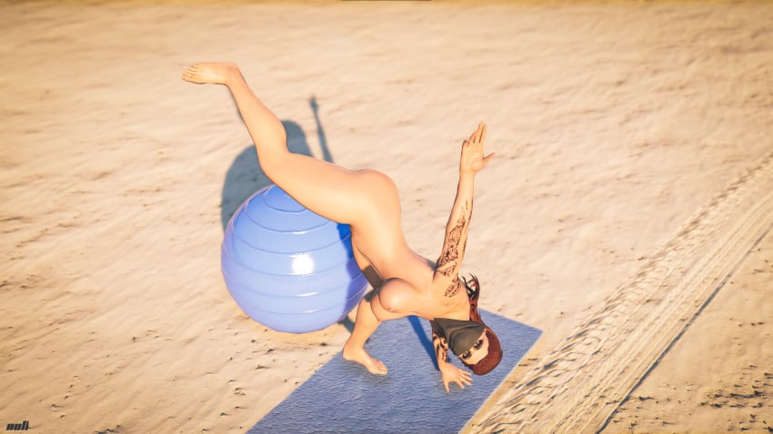 1girls ass beach breasts brown_hair commission completely_nude completely_nude_female feet female female_only full_body grand_theft_auto grand_theft_auto_online grand_theft_auto_v hanging_breasts legs_spread looking_at_viewer mask masked masked_female naked naked_female nipples nopixel novah_walker nude nude_female nudist nullinvoid ponytail solo solo_female stretching tattoo tattooed_arm tattoos thick_thighs thighs toes topless yoga yoga_ball yoga_mat yoga_pose