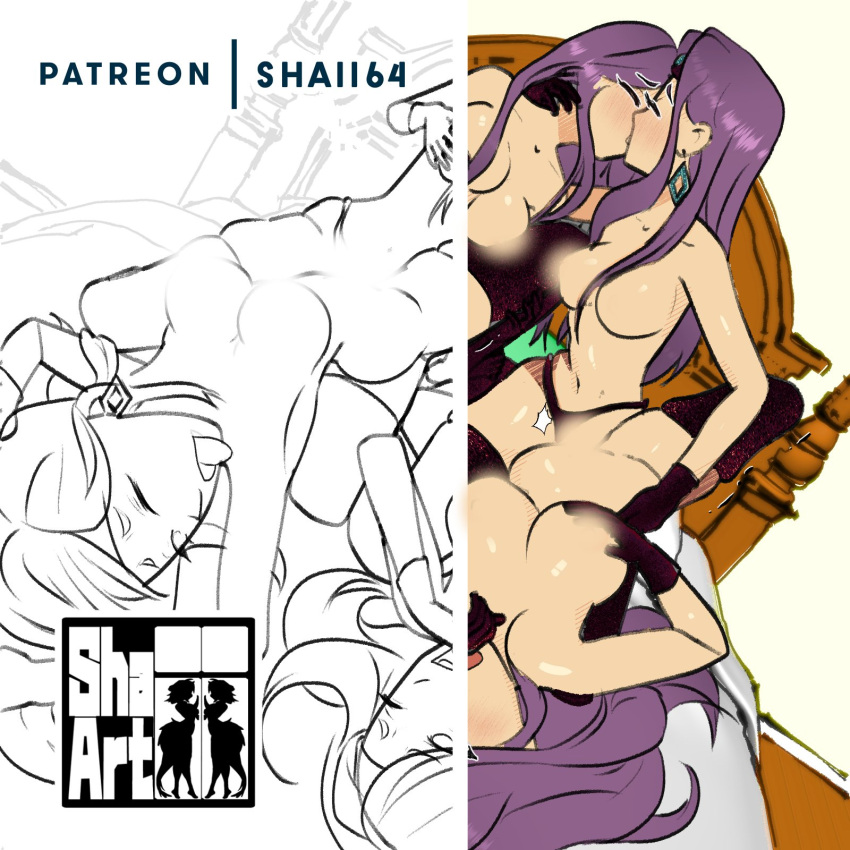 5girls bad_censor bed breasts censored clone dildo doppelganger female female_only fire_emblem fire_emblem_echoes:_shadows_of_valentia gloves grabbing grabbing_breasts group_sex groupsex house kissing line_art nude nude_female purple_hair selfcest shadows_of_valentia shaii64 sonya_(fire_emblem)