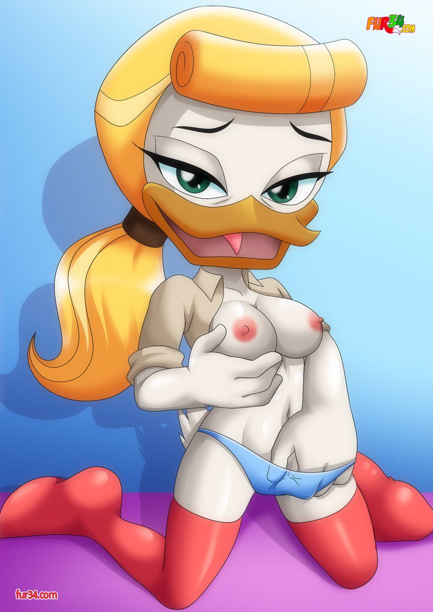 1girls anthro bbmbbf breasts disney duck ducktales ducktales_(2017) female female_only fur34 goldie_o'gilt looking_at_viewer open_mouth palcomix solo tongue