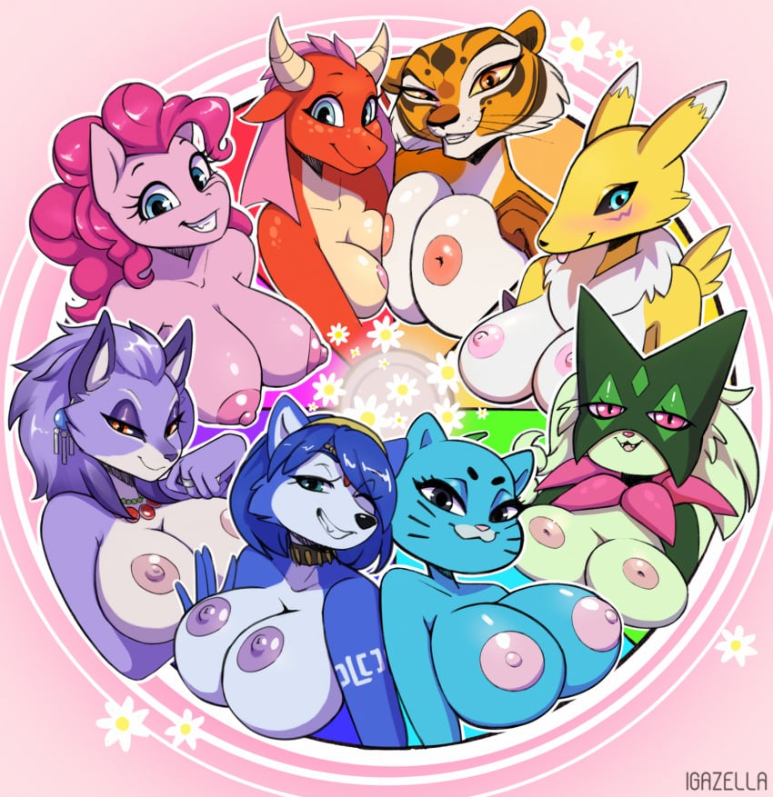 2023 6+girls 8girls anthro areola bandai_namco belladonna_(trials_of_mana) black_nose black_sclera blue_body blue_eyes blue_fur blue_hair breasts canid canine cartoon_network color_wheel_challenge copyright_request crossover cute_fangs digimon digimon_(species) digital_media_(artwork) domestic_cat dragon dreamworks earth_pony eastern_and_western_character equid equine fangs felid feline felis female female_only fox friendship_is_magic fur furry furry_only generation_9_pokemon green_body green_fur hair hasbro horse igazella krystal kung_fu_panda mammal mask master_tigress meowscarada my_little_pony nicole_watterson nintendo nipples orange_body orange_fur original original_character pantherine pink_body pink_eyes pink_fur pink_hair pink_nose pinkie_pie_(mlp) pokemon pokemon_(species) pokemon_sv pony purple_body purple_fur purple_nose purple_sclera red_body renamon star_fox striped_body striped_fur stripes tattoo the_amazing_world_of_gumball tiger trials_of_mana whiskers yellow_body yellow_fur yellow_sclera