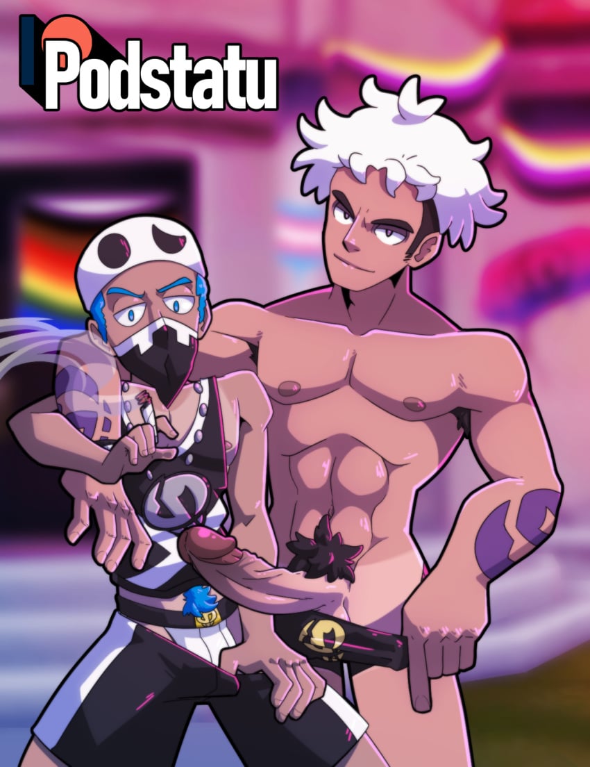 2boys age_difference arm_over_shoulder blue_eyes blue_hair boss boss_and_subordinate boxers_(clothing) clothed_male clothed_male_nude_male cmnm comparing comparing_penis drugged drugs flashing gay grunt_(pokémon) guzma_(pokemon) hard_on head_tilt jockstrap male male_only marijuana npc_trainer nude_male outdoors outside penis_size_difference podstatu pokemon pokemon_sm pokemon_trainer posing_for_the_viewer proud proud_of_his_cock pulling_down_pants pulling_underwear pulling_underwear_down showing_off size_comparison size_difference skull_grunt smoking smoking_weed stoned subordinate sunglasses_on_head tan_lines tanline tattoo tattooed_arm team_skull team_skull_grunt tupp_(pokemon) weed white_hair