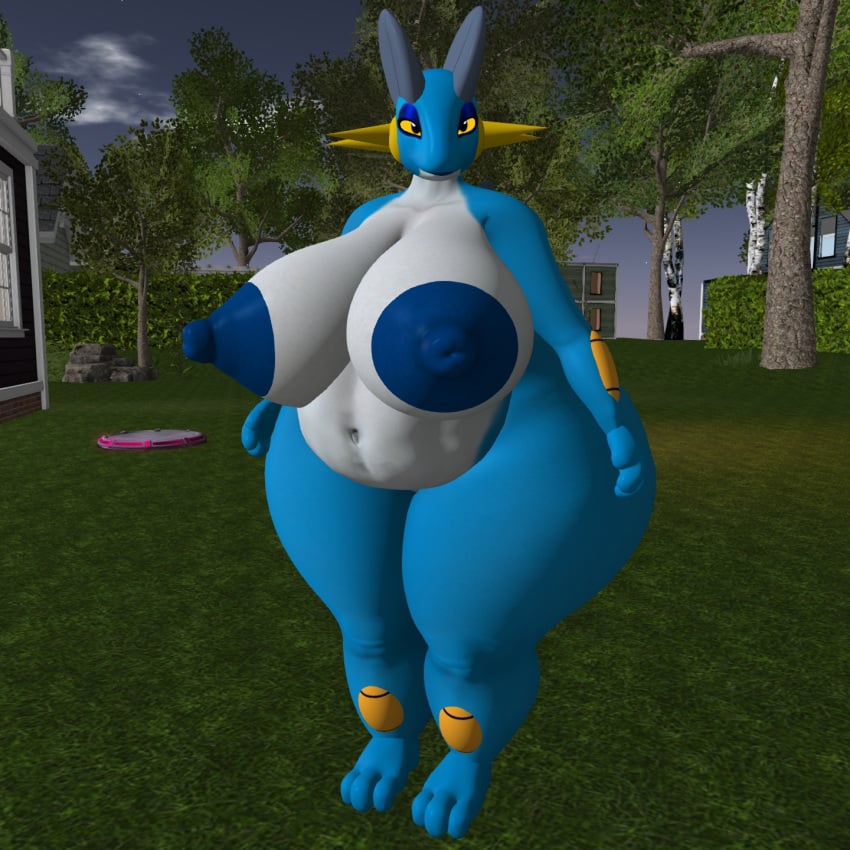 big_breasts breasts female female_only ferialexonar huge_breasts pokémon_(species) pokemon swampert thick_thighs wide_hips