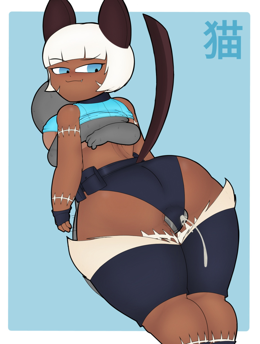 cat_girl clothed_sex cum dark_skin female golden_is_bunny grinding grinding_on_penis grinding_through_clothes male male/female nadia_fortune penis skullgirls thigh_sex thighjob