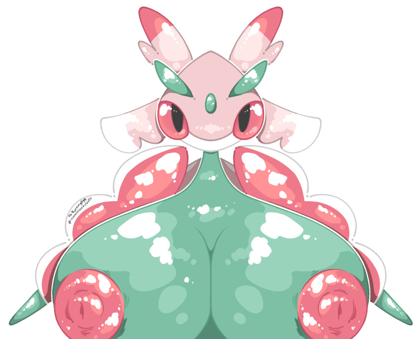 big_breasts breasts breasts_focus bug burningegg busty eyes generation_7_pokemon huge_breasts insects large_breasts lurantis open_eyes pink_body pink_eyes pink_nipples pink_skin pokémon_(species) pokemon pokemon_(species) pokemon_sm red_eyes shiny_breasts shiny_skin