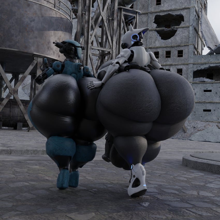 3d ada_(fallout) animal_genitalia_on_humanoid assaultron big_ass big_breasts breasts bubble_butt cow_print crossover fallout fallout_4 haydee haydee_(game) horsecock horsecock_futanari horsecock_on_humanoid huge_ass hyper_ass qzk_forte robot robot_girl robot_joints thick_thighs wide_hips