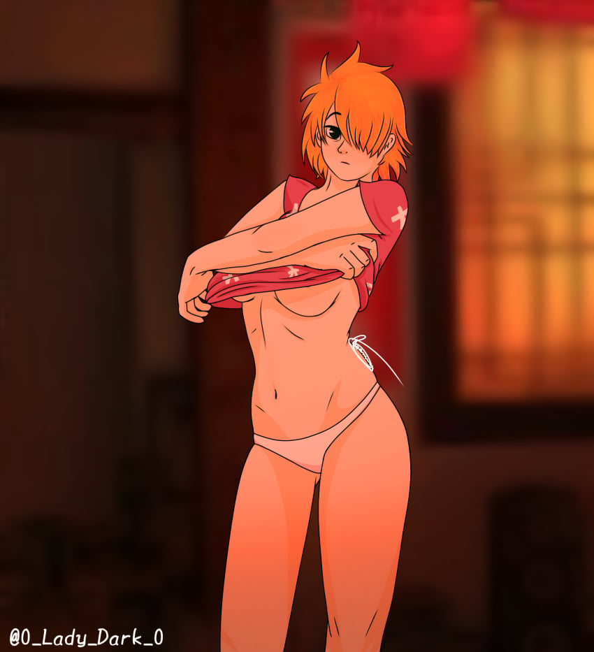 1girls female female_only fluffy_w gorillaz noodle_(gorillaz) orange_hair panties