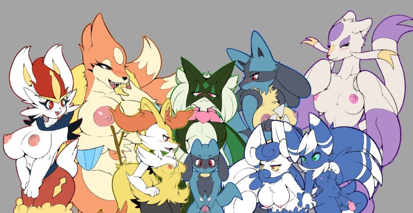 2023 2_tails 2boys 7girls balls big_breasts blue_body blue_fur blue_sclera blush braixen breasts bunny_ears bunny_girl bunny_tail canine cat_girl cheek_tuft chest_tuft cinderace claws closed_eyes cute ear_tuft fangs feline female_lucario floatzel fluffy_tail fox_ears fox_girl fox_tail furry furry_only generation_4_pokemon generation_5_pokemon generation_6_pokemon generation_8_pokemon generation_9_pokemon green_body green_eyes green_fur grey_body grey_eyes grey_fur holding_hands huge_breasts looking_at_penis lucario medium_breasts meowscarada meowstic mienshao multi_tail navel nipples orange_body orange_fur penis pink_eyes pokémon_(species) pokemon pokemon_(species) pokemon_bw pokemon_dppt pokemon_ss pokemon_sv pokemon_xy pubic_tuft rainbow rainbow_party red_eyes riolu simple_background small_breasts stick tail take_your_pick teeth tod_d tongue whiskers white_body white_fur wholesome yellow_fur yellow_sclera