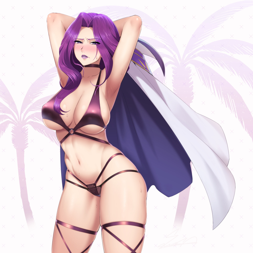 1girls big_breasts bikini code_geass cornelia_li_britannia purple_hair sawasa swimsuit tagme