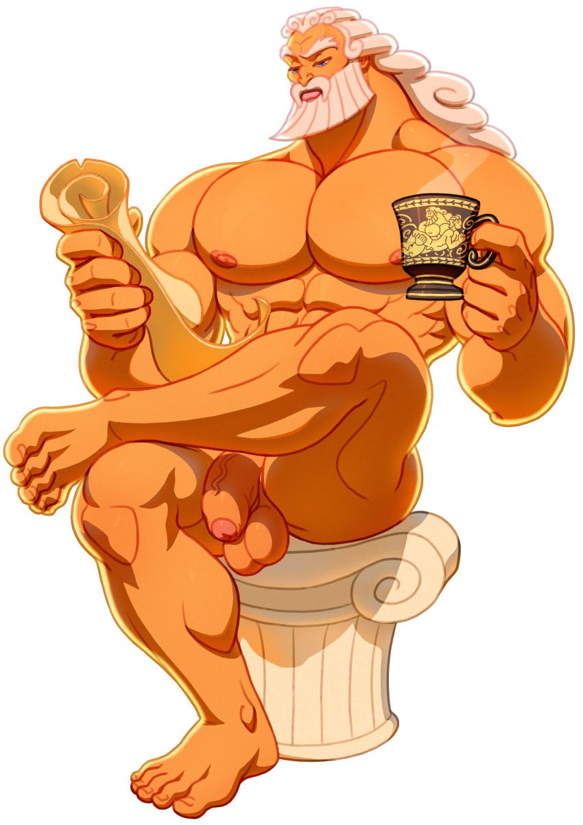 balls beard big_balls big_penis disney facial_hair flaccid foreskin god hercules_(disney) male male_only mug muscles muscular muscular_male nude penis reading schizoid sitting solo solo_male spread_legs uncircumcised zeus zeus_(hercules)