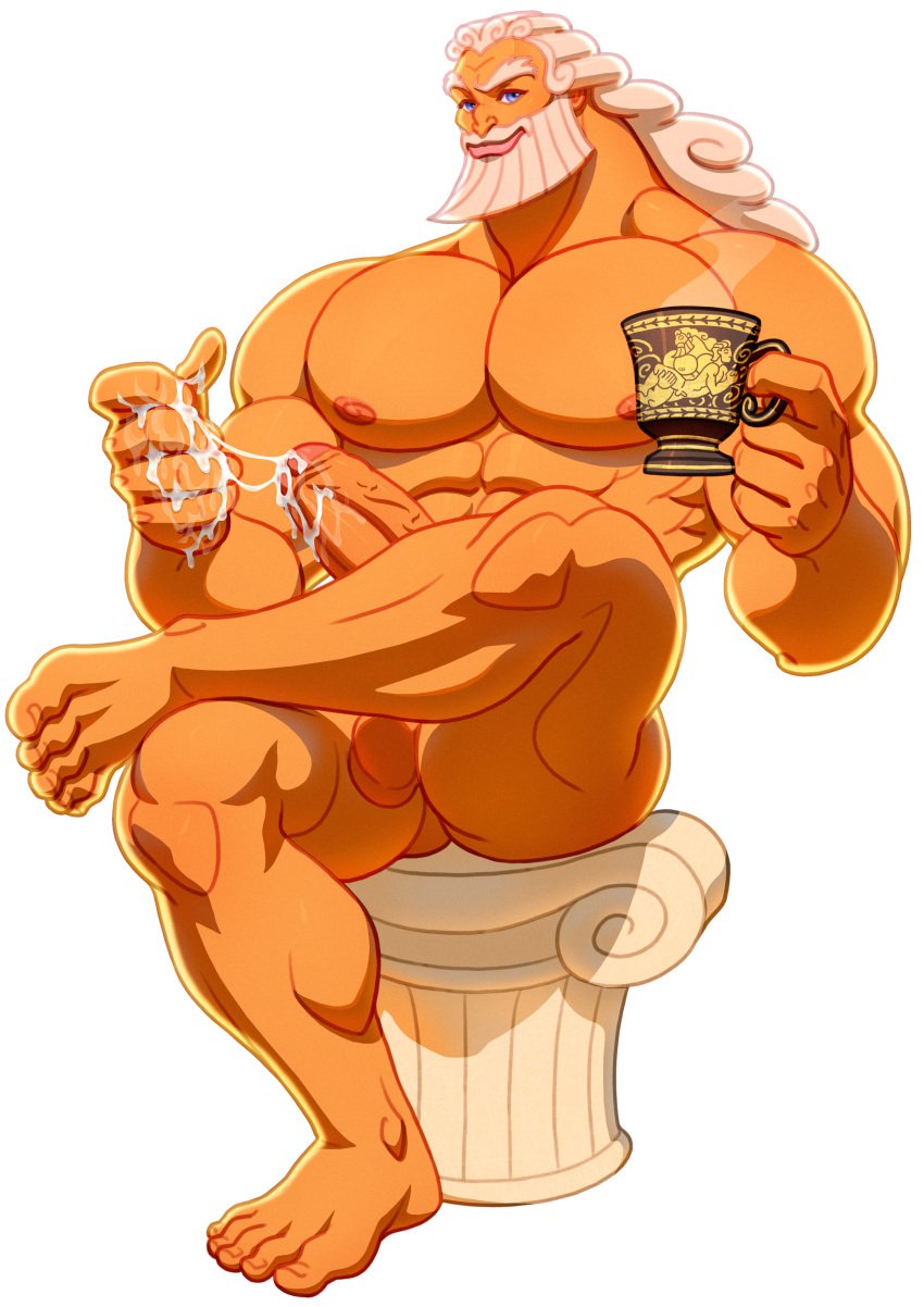 after_orgasm balls beard big_balls big_penis boner cum cum_on_hand disney erection facial_hair foreskin god hercules_(disney) looking_at_viewer male male_only mug muscles muscular muscular_male nude penis schizoid sitting solo solo_male spread_legs uncircumcised zeus zeus_(hercules)