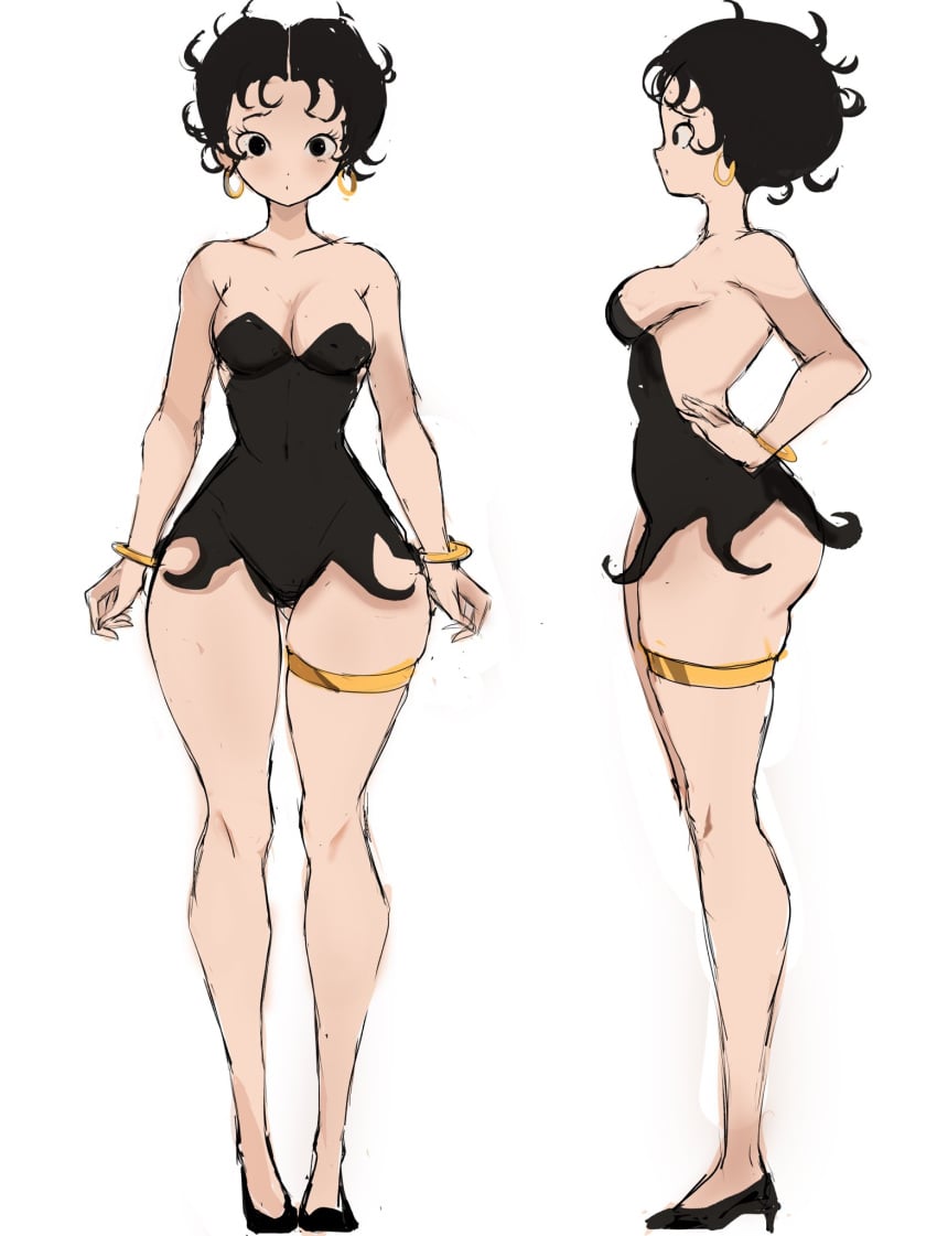 betty_boop betty_boop_(series) black_hair breasts female female_only high_heels pear-shaped_figure rakeemspoon sketch solo solo_female white_background wide_hips