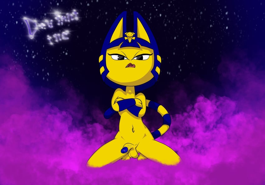 animal_crossing ankha ankha_(animal_crossing) ankha_ride_(minus8) anthro deviantinc domestic_cat felid feline felis female futanari genitals hi_res intersex mammal nintendo pussy solo