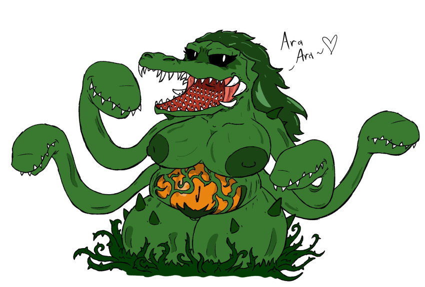 biollante green_body kaiju monster_girl sharp_teeth tentacle_mouth virus_lewds