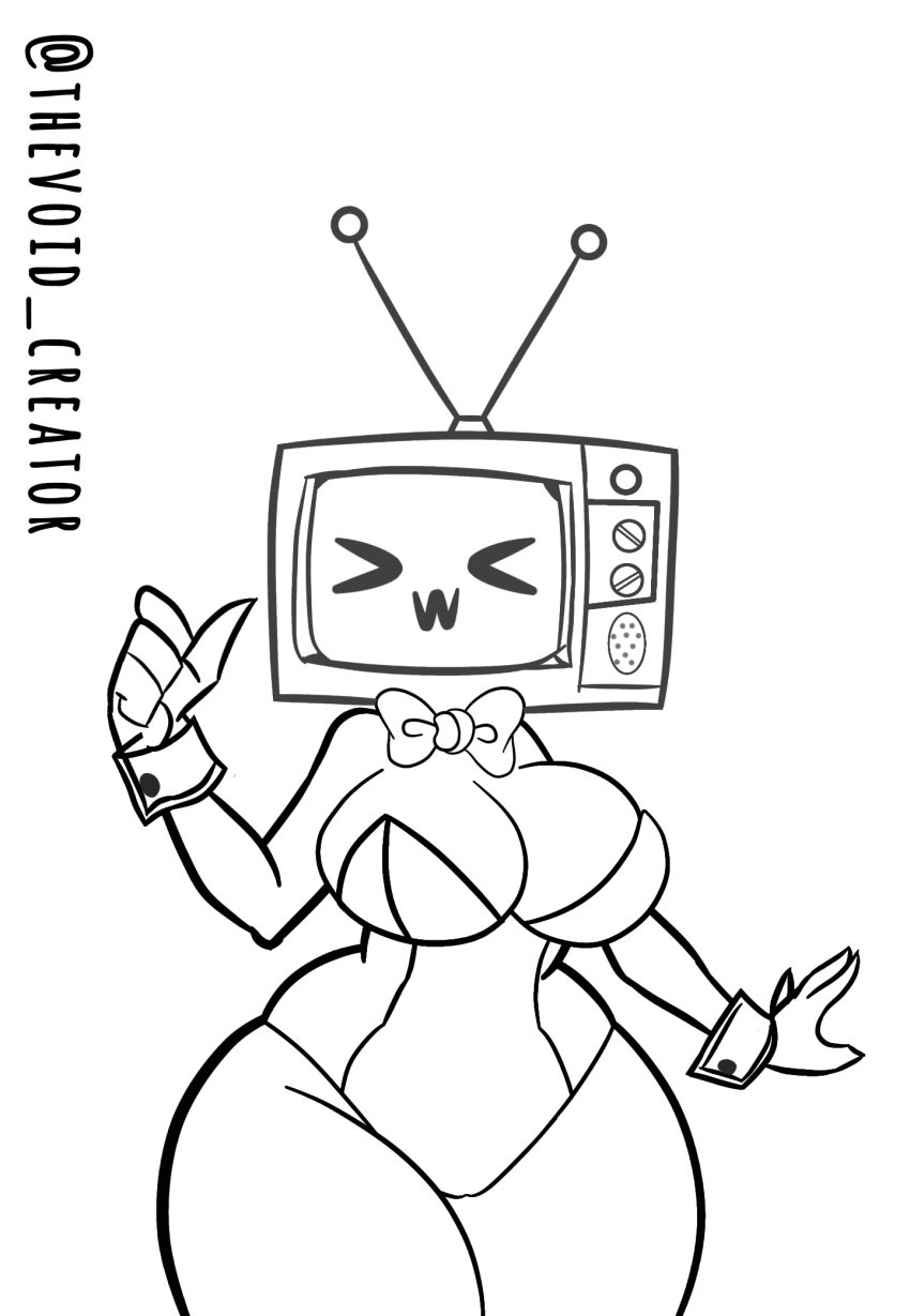 >w< big_breasts big_butt black_and_white bunnysuit female female_only female_solo hips leotard nude_female object_head screen screen_face screen_head skibidi_toilet solo solo_female television television_screen text thick_thighs tv_face tv_head tv_screen tv_woman tv_woman_(skibidi_toilet) tvwoman tvwoman_(skibidi_toilet) void_creator wide_hips woman women