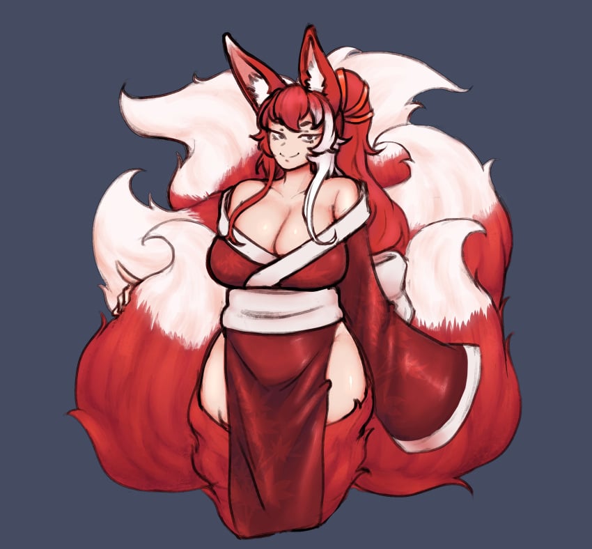 cleavage huge_breasts kitsune nine_tailed_fox operatorsecret original