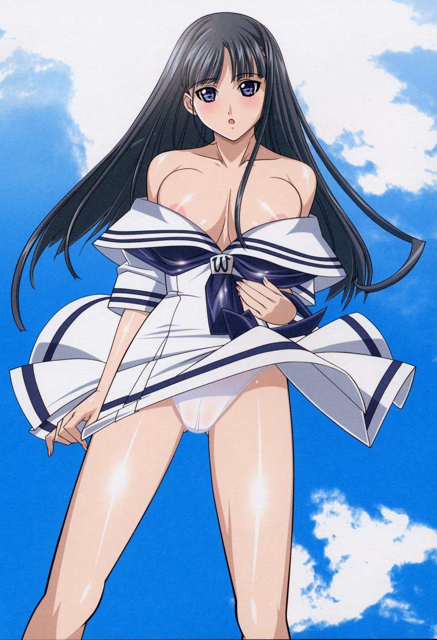 cleavage kuroda_kazuya mizushima_asa nipple_slip panties school_uniform screening sora_no_iro_mizu_no_iro