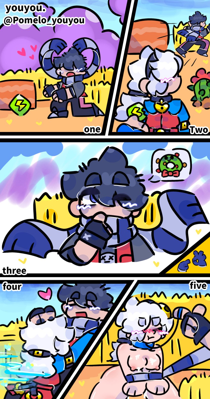 brawl_stars colette_(brawl_stars) edgar_(brawl_stars) muffler shy tied_up