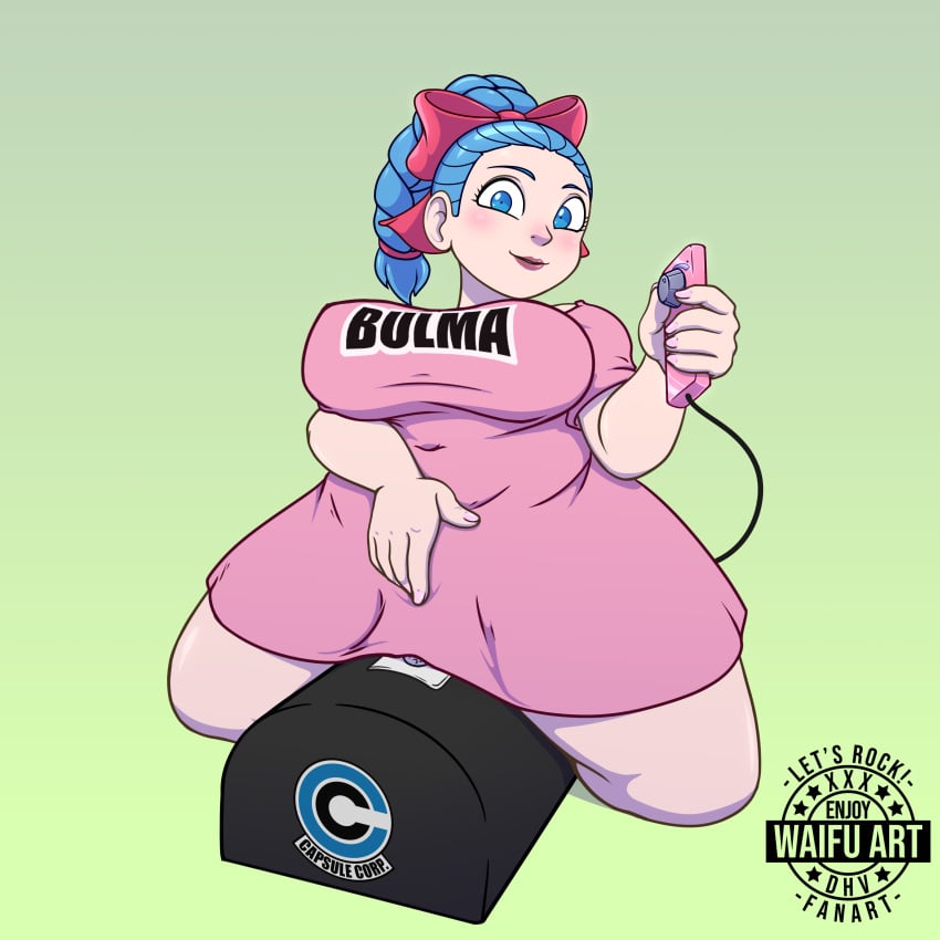 blue_eyes blue_hair bulma_(dragon_ball) bulma_briefs busty capsule_corp dragon_ball dragon_ball_(classic) female_only labia sybian_riding voluptuous waifuartdhv