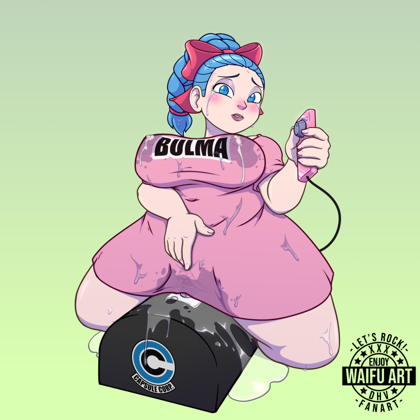 after_orgasm blue_eyes blue_hair bulma_(dragon_ball) bulma_briefs busty capsule_corp crying dragon_ball dragon_ball_(classic) female_only labia pleasure_face pussy_juice pussy_juice_drip squirting_milk sweaty_body sybian_riding voluptuous waifuartdhv wet_clothes