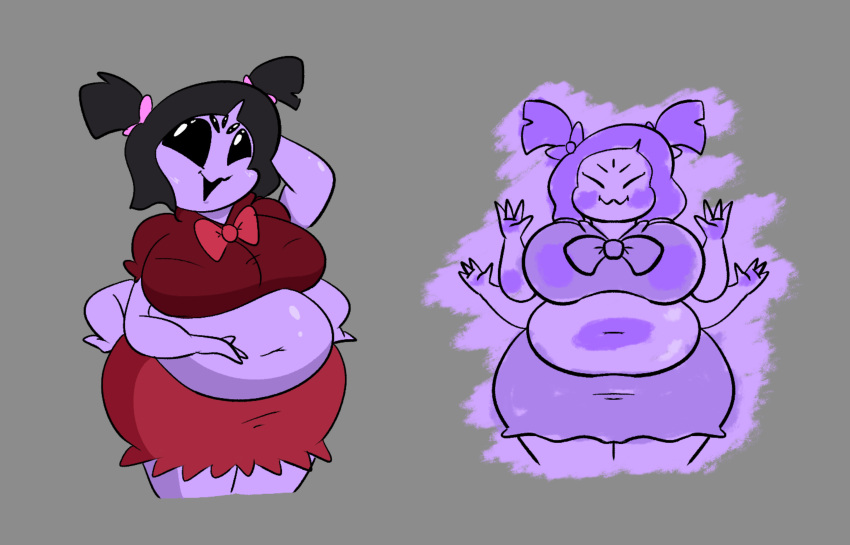 2d 2d_(artwork) 2d_artwork belly_press big_breasts chubby color exposed_belly fat muffet pressed_against private_notepad tagme tummy undertale undertale_(series)