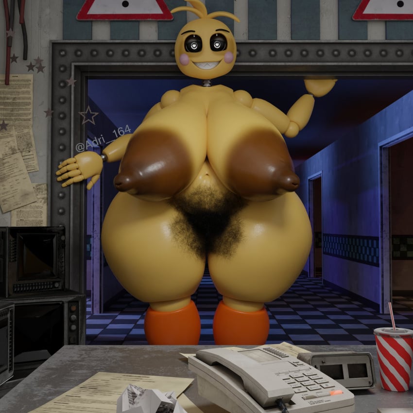 3d adri164 animatronic areola avian belly big_areola big_belly big_breasts big_nipples big_pubes bird breasts brown_areola chicken excessive_pubic_hair female five_nights_at_freddy's five_nights_at_freddy's_2 galliform gallus_(genus) gilf_toy_chica hairy_pussy hi_res looking_at_viewer lovetaste_chica machine navel nipples phasianid pubes robot scottgames smile solo thick_thighs toy_chica_(fnaf) toy_chica_(love_taste) wide_hips yellow_body