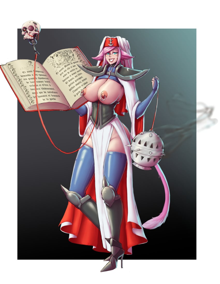 1girls adepta_sororitas armor_heels blue_eyes cat_ears cat_tail catgirl collar darkminou feline feline_humanoid felinid female female_only high_heel_boots high_heels imperium_of_man leash nipple_piercing nipple_rings order_of_the_sacred_rose pierced_nipples piercing piercings pink_hair servo-skull sister_dialogus sister_of_battle solo solo_female stiletto_heels stockings tagme warhammer_(franchise) warhammer_40k