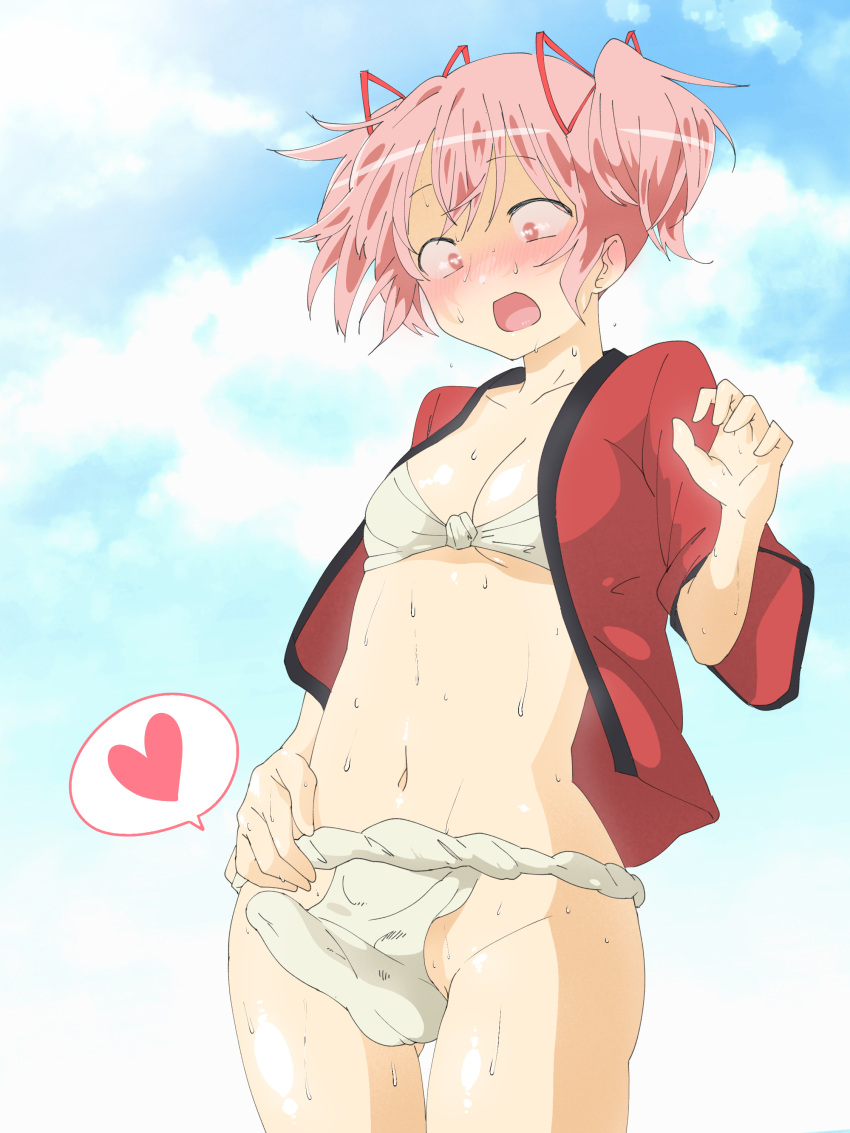 1futa balls blush breasts clothed clothing erection erection_under_clothes erection_under_loincloth fundoshi fundoshi_futanari futa_only futanari human light-skinned_futanari light_skin loincloth mostly_nude penis pink_hair short_hair solo spring_b standing tenting twintails