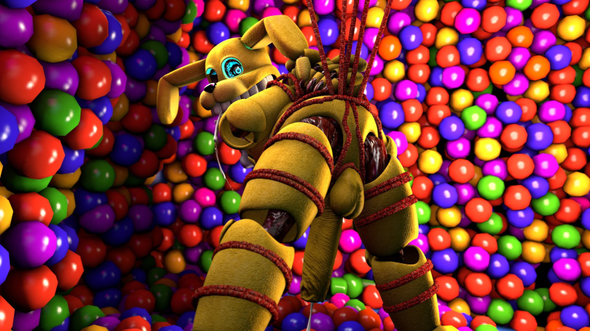 1boy 3d 3d_model animatronic anthro blue_eyes boner dripping erection fan_model fangs fazbear_frights five_nights_at_freddy's five_nights_at_freddy's:_fazbear_frights fnaf into_the_pit itp_enjoyer long_tongue looking_at_viewer looking_back machine male male_only penis pit_spring_bonnie_(fnafitp) precum presenting rabbit robot rope solo solo_focus spring_bonnie spring_bonnie_(fnaf) yellow_body