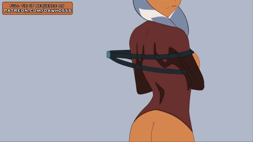 1girls ahsoka_tano animated ankle_cuffs ass bondage bra breasts collar dawho555 female female_only magnets restrained solo star_wars straitjacket togruta