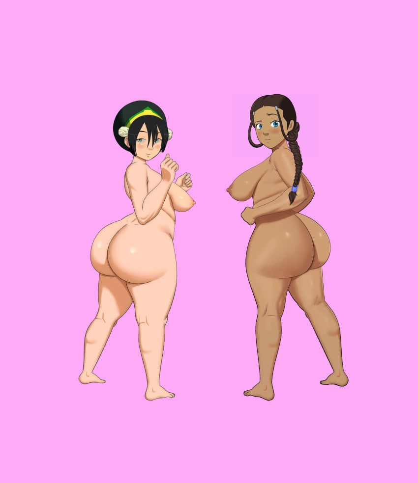 2girls anal anime_style avatar_the_last_airbender big_ass big_booty big_breasts big_butt big_thighs coldarsenal edit edited female female_only grin katara large_breasts multiple_girls nipples pick_one ready_for_sex ready_to_fuck standing toph_bei_fong