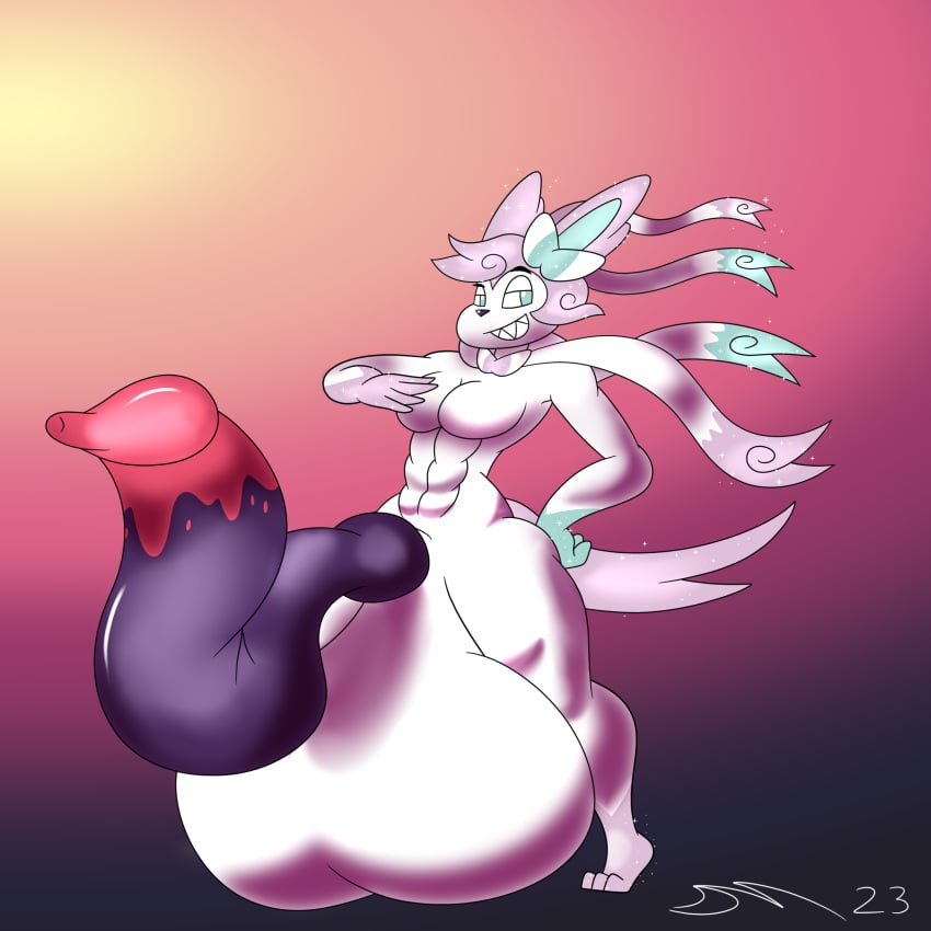 absurd_res anthro balls big_balls big_penis dirtymac eeveelution galarian_form galarian_rapidash generation_1_pokemon generation_6_pokemon genitals hi_res hybrid hyper male male_only muscular muscular_male nintendo penis pokemon pokemon_(species) rapidash regional_form_(pokemon) sylveon