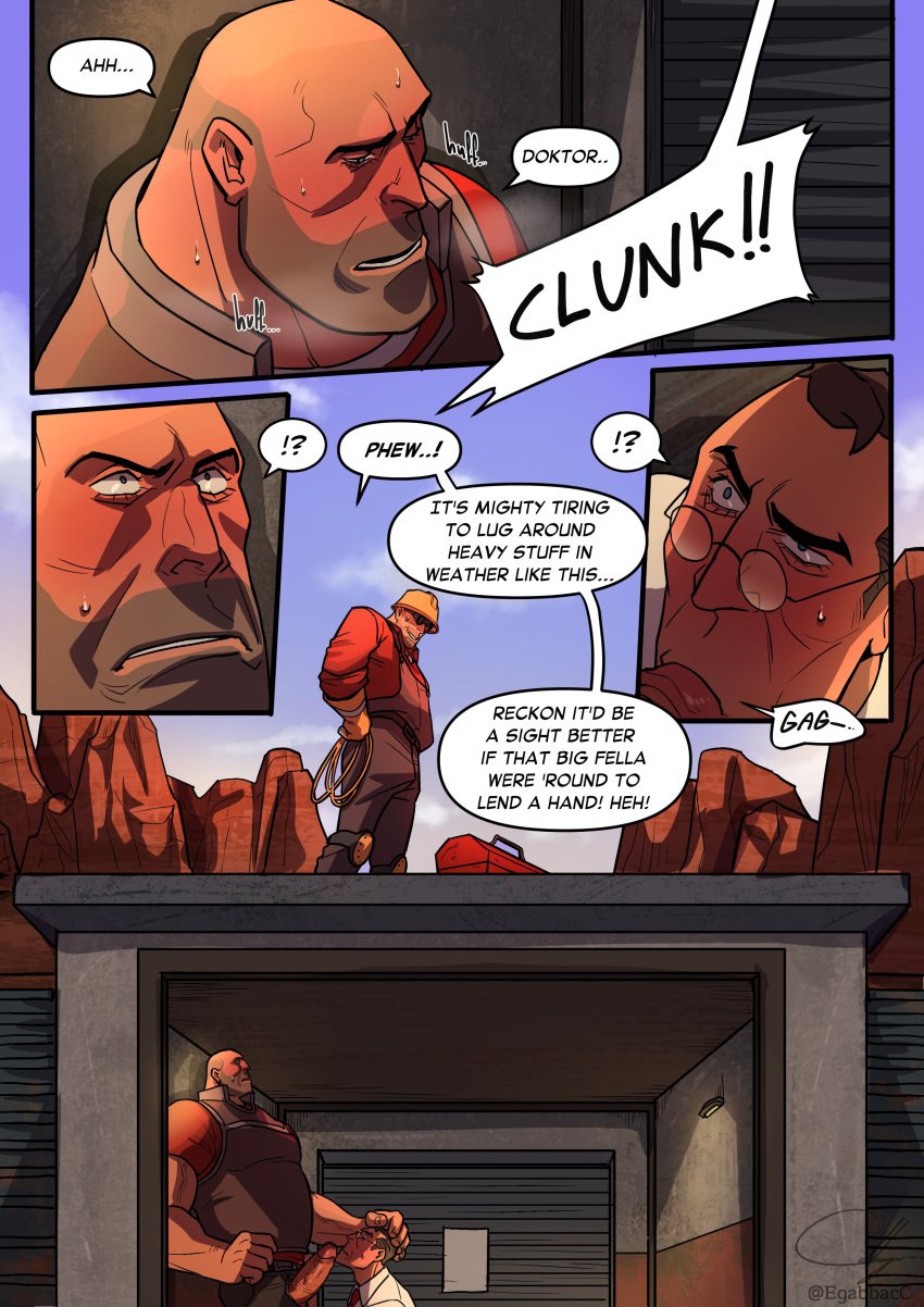 adorable adorable_face almost_caught canon_couple caught caught_in_the_act cock_in_mouth comic comic_panel cute cute_expression cute_eyes cute_face cute_male egabbacc engineer_(team_fortress_2) exhibitionism gagging gagging_noise gay gay_blowjob heavy_(team_fortress_2) heavy_weapons_guy love lovers male_only medic_(team_fortress_2) might_get_caught milk_strawberry_popsicle_(egabbacc) older_male page_13 penis_out public team_fortress_2 wholesome wholesome_sex