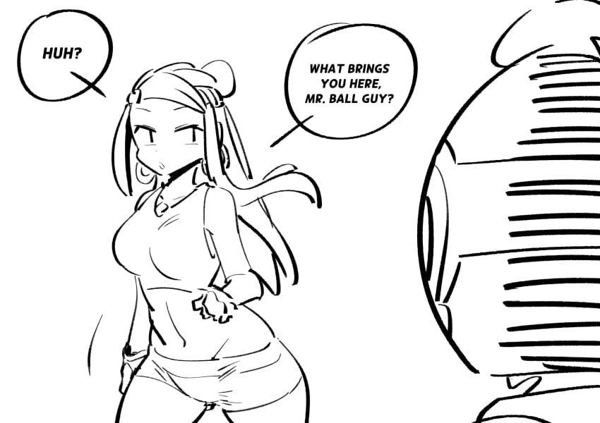 1girls ball_guy_(pokemon) big_breasts black_and_white breasts breasts busty curvaceous curvy curvy_body curvy_female curvy_figure english_text female game_freak huge_breasts large_breasts nessa_(pokemon) nintendo pokemon pokemon_(game) pokemon_ss text voluptuous woohyoot