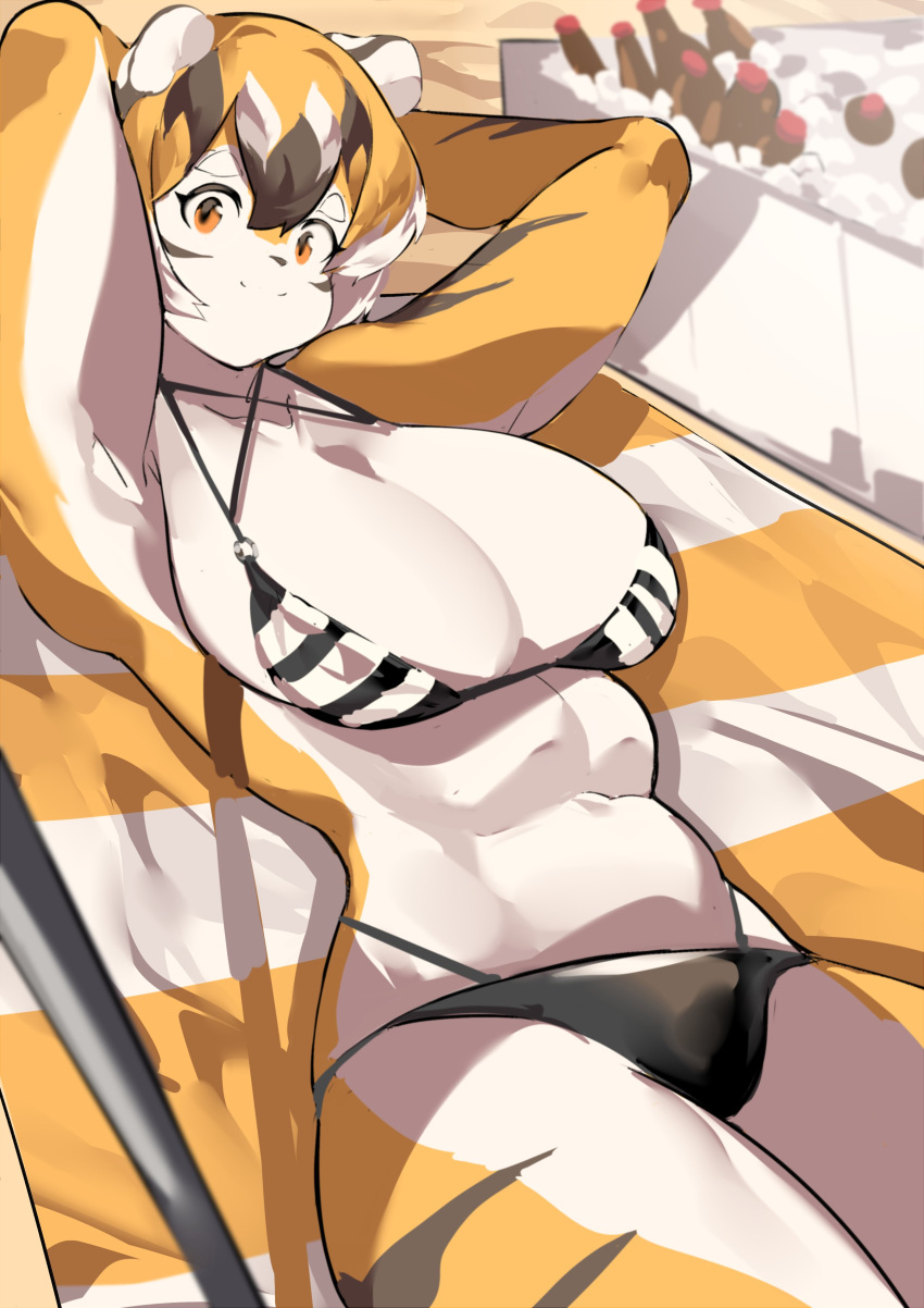 1girls amber_eyes anthro arknights aspirindabaitu big_breasts breasts female solo solo_female thick_thighs tiger tiger_girl waai_fu_(arknights) wide_hips