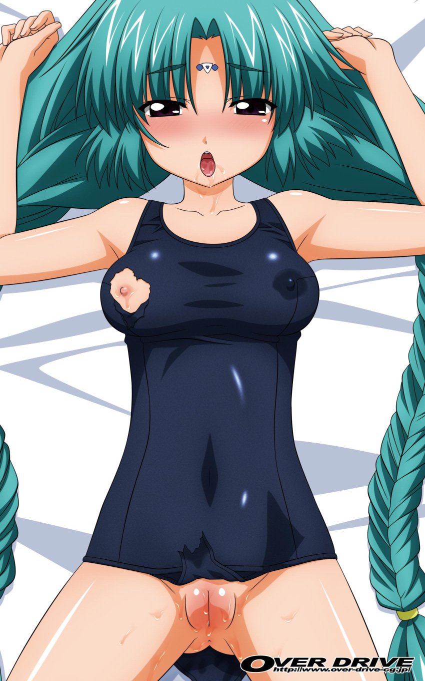 canal_volfied erect_nipples lost_universe mizugi nipples over_drive over_drive_(artist) sugimura_tomokazu sukumizu torn_clothes vagina wave_ride wet