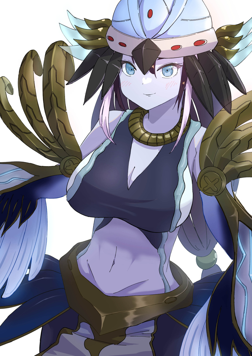 1girls blue_skin duel_monster harpy lyrilusc lyrilusc_ensemblue_robin monster_girl yu-gi-oh!