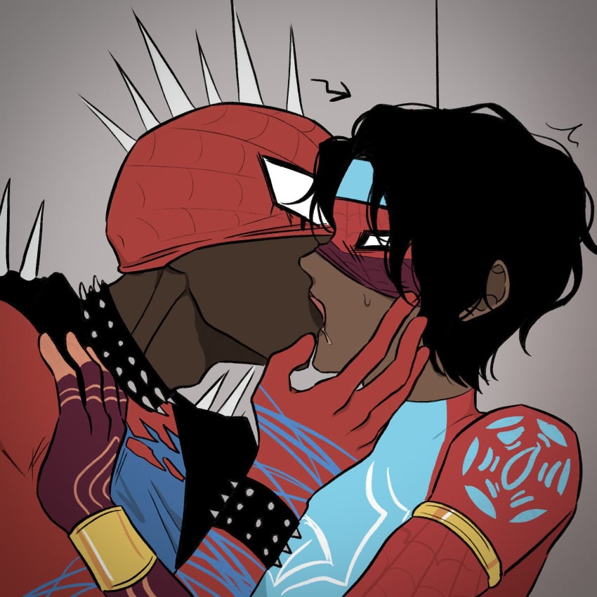 2boys bakarbarkar gay goldenpunk hobart_brown hobie_brown homosexual kissing male marvel pavitr_prabhakar spider-man spider-man:_across_the_spider-verse spider-man_(series) spider-punk yaoi