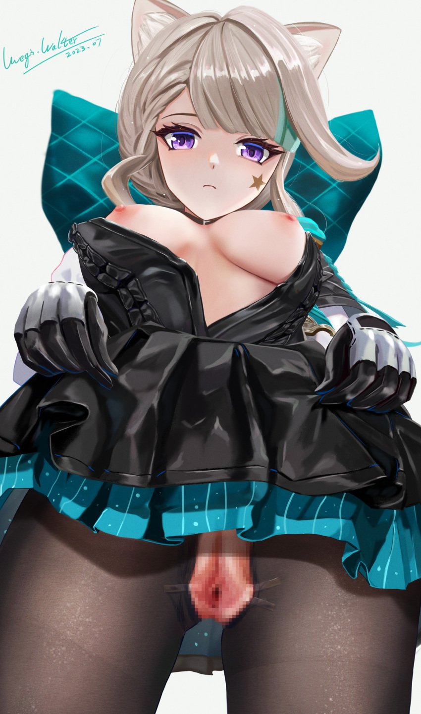 censored genshin_impact highres lynette_(genshin_impact) meginalter pussy spread_pussy