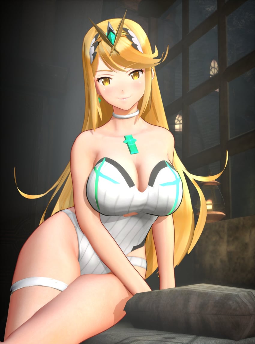 1girls 3d 3d_(artwork) best_girl blobcg blonde_hair breasts core_crystal female gold_eyes hips huge_breasts light-skinned_female light_skin long_hair looking_at_viewer mythra mythra_(xenoblade) naughty_face nintendo one-piece_swimsuit swept_bangs swimsuit thick_thighs thighs wide_hips xenoblade_(series) xenoblade_chronicles_2