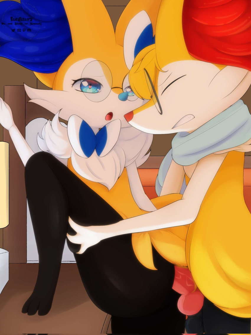 anthro anthro_on_anthro anthro_penetrated anthro_penetrating anthro_penetrating_anthro ass black_body black_fur blue_body blue_fur blush braixen canid canine duo female female_penetrated fur generation_6_pokemon genitals hi_res intraspecies koi_the_braixen lucazura mabel_the_braixen male male/female male_penetrating male_penetrating_female mammal multicolored_body nintendo penetration penile penile_penetration penis penis_in_pussy pokemon pokemon_(species) pussy sex vaginal_penetration vaginal_penetration