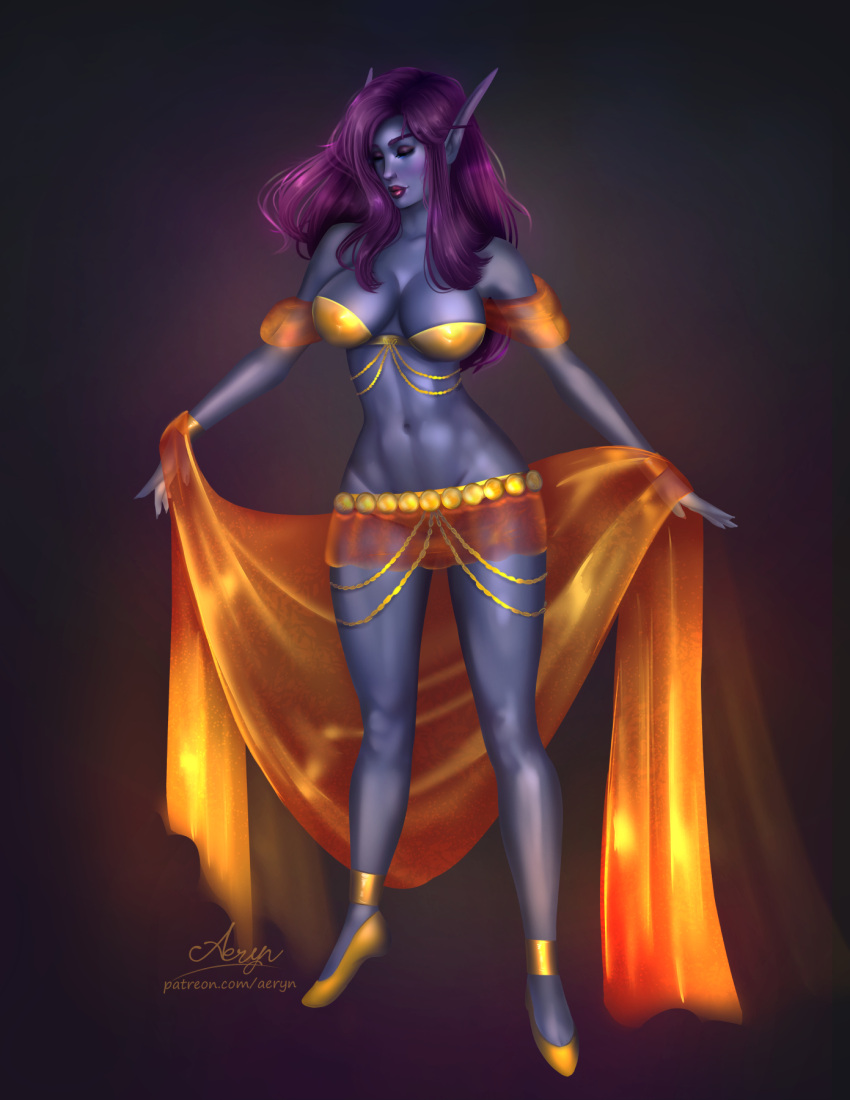 1girls aeryn blizzard_entertainment elf elf_girl original_character purple_hair purple_skin skimpy_clothes solo void_elf warcraft world_of_warcraft xotica