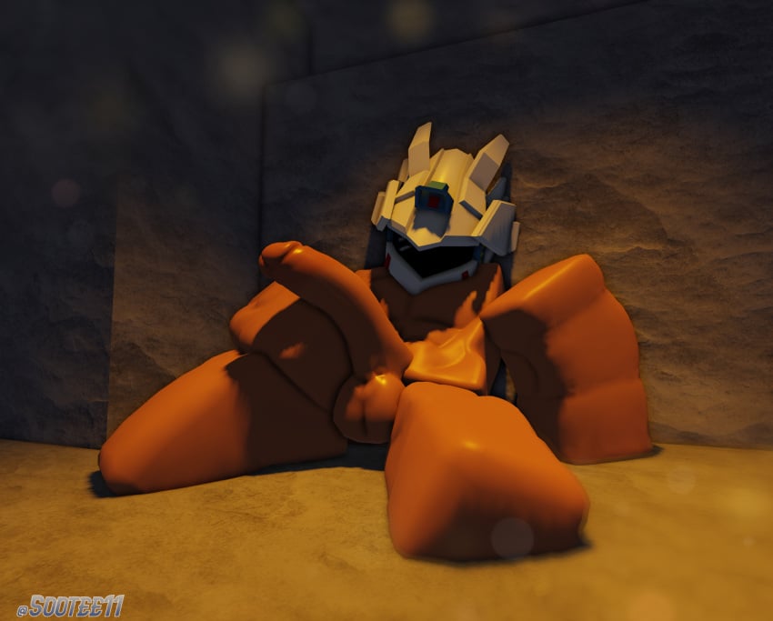 3d bara gay helmet holding_penis male male_only mechanical muscles muscular muscular_male penis roblox robloxian sootee11 tagme