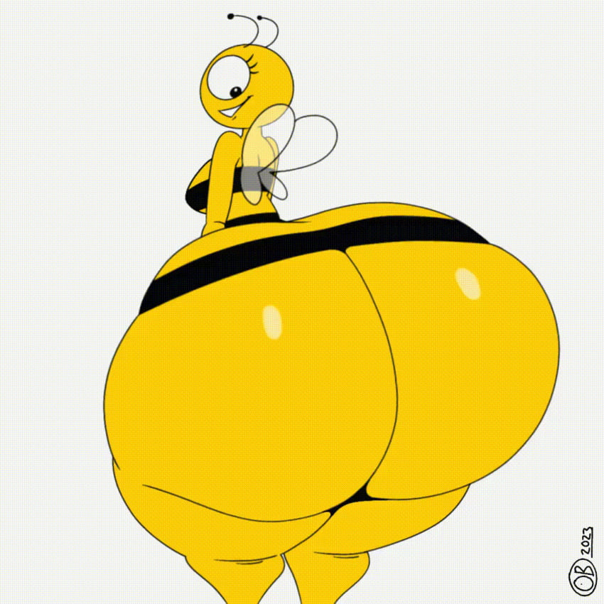 2d 2d_animation animated ass ass_bigger_than_head ass_focus ass_shake bee big_ass big_butt breathotter bubble_ass bubble_butt female gif huge_ass hyper_ass lena_the_bee looking_at_viewer looking_back loop no_underwear russian_cooking_oil_commercial shaking shaking_ass shaking_butt underass