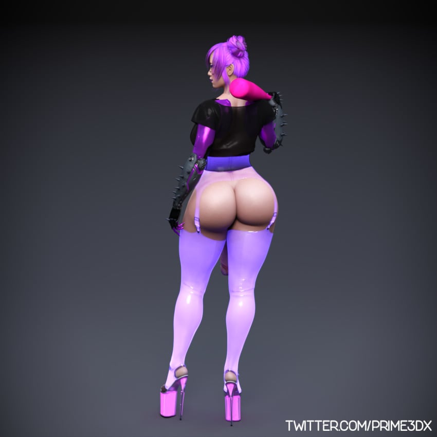 3d ass cyberpunk_2077 futanari high_heels platform_footwear platform_heels prime3dx rita_wheeler solo solo_futa