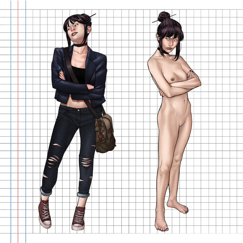 2023 asian asian_female character_design clothed college_student commission dbx flat_chest human kink_clique lingerie model_sheet nude_female pale_skin rayne_ishikawa skinny slim small_breasts the_clique turnaround undressed xgeek younger_female