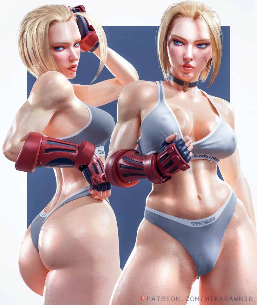 1girls 3d 3d_(artwork) absurd_res ass big_breasts blonde_hair bra breasts british british_female calvin_klein cameltoe cammy_white capcom curvaceous dat_ass erect_nipples female female_focus female_only gloves hard_nipples mikadawn muscular muscular_arms muscular_female panties scar scar_on_face short_hair solo solo_female solo_focus sports_bra street_fighter street_fighter_6 thick_thighs thighs underwear wide_hips