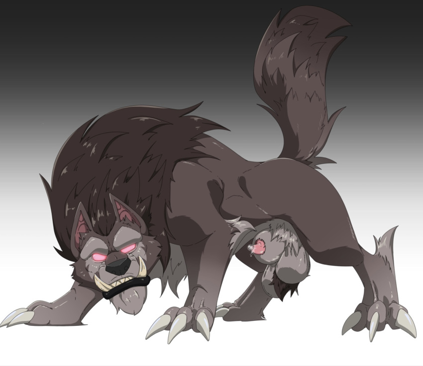 2d 2d_(artwork) animal_genitalia big_balls brown_fur brown_hair canid canine color_swap feral feral_only fluffy_tail game knot knot_in_sheath lustful_desires male male_only narram pointy_teeth precum precum_drip red_eyes screenshot sharp_claws sharp_teeth sheath tusks wolf wolf_ears wolf_tail