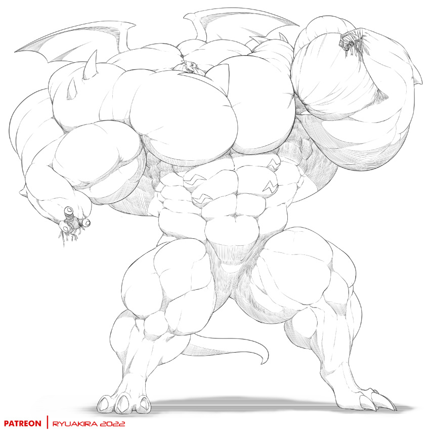 abs biceps big_muscles dragon extreme_muscles female huge_muscles hyper_muscles large_muscles male muscles muscular muscular_male pecs ryuakira