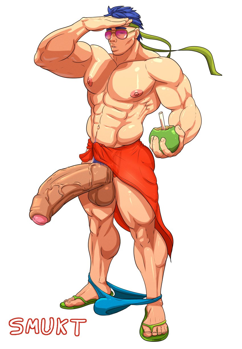 abs bara blue_eyes blue_hair bodybuilder boner erection fire_emblem fire_emblem:_path_of_radiance fire_emblem:_radiant_dawn gay glasses huge_balls huge_cock ike_(fire_emblem) male_only muscle muscles muscular_arms muscular_male muscular_thighs nipples pecs smukt solo solo_male